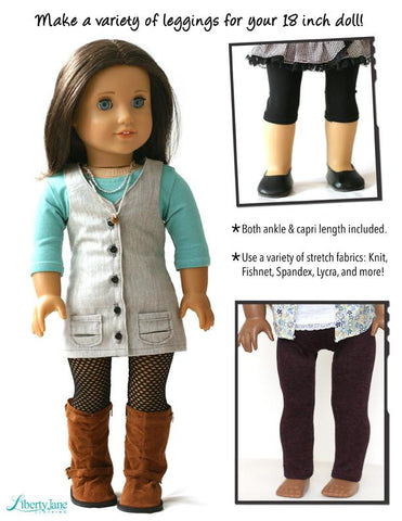 Liberty Jane 18 Inch Modern Leggings 18" Doll Clothes Pattern larougetdelisle