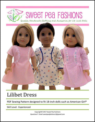 Sweet Pea Fashions 18 Inch Modern Lilibet Dress 18" Doll Clothes Pattern larougetdelisle