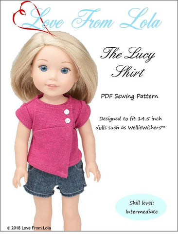 Love From Lola WellieWishers The Lucy Shirt 14.5" Doll Clothes Pattern larougetdelisle