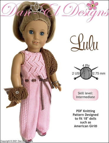 Dan-El Designs Knitting Lulu Knitted Outfit 18 inch Doll Knitting Pattern larougetdelisle
