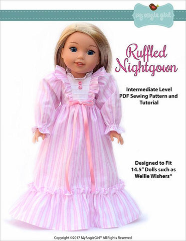 My Angie Girl WellieWishers Ruffled Nightgown 14.5" Doll Clothes Pattern larougetdelisle