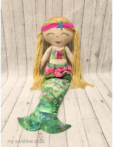 My Sunshine Dolls Cloth doll Coral Mermaid Doll 23" Cloth Doll Pattern larougetdelisle