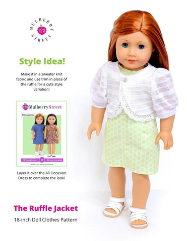 123 Mulberry Street 18 Inch Modern Ruffle Jacket 18" Doll Clothes Pattern larougetdelisle