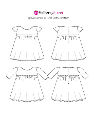 123 Mulberry Street 18 Inch Modern Babydoll Dress 18" Doll Clothes Pattern larougetdelisle