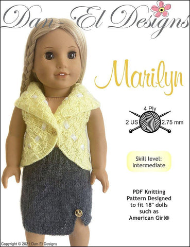 Dan-El Designs Knitting Marilyn Knitted Outfit 18 inch Doll Knitting Pattern larougetdelisle