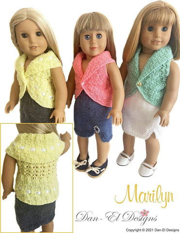 Dan-El Designs Knitting Marilyn Knitted Outfit 18 inch Doll Knitting Pattern larougetdelisle