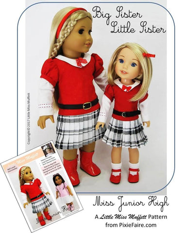 Little Miss Muffett WellieWishers Miss Junior High 14.5" Doll Clothes Pattern larougetdelisle