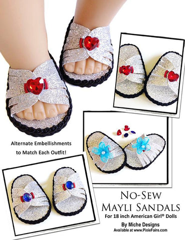 Miche Designs Shoes No-Sew Mayli Sandals 18" Doll Shoe Pattern larougetdelisle