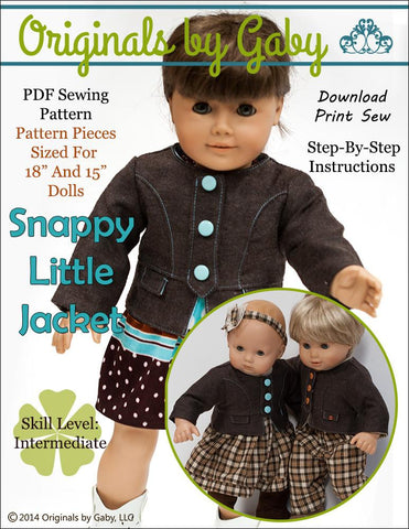 Baby Mine 18 Inch Modern Snappy Little Jacket Bundle 15" and 18" Doll Clothes Pattern larougetdelisle