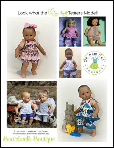 Oh Sew Kat Bitty Baby/Twin Boardwalk Boutique 15" Baby Doll Clothes Pattern larougetdelisle