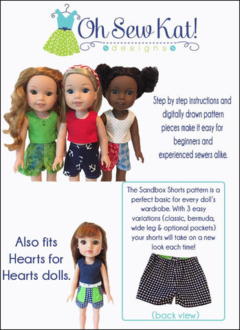 Oh Sew Kat WellieWishers Sandbox Shorts 14.5" Doll Clothes Pattern larougetdelisle