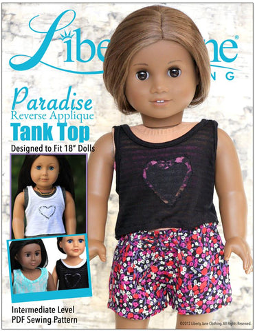 Liberty Jane 18 Inch Modern Paradise Reverse Applique Tank 18" Doll Clothes Pattern larougetdelisle