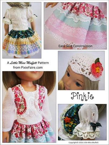 Little Miss Muffett WellieWishers Pinkie Dress 14.5" Doll Clothes Pattern larougetdelisle