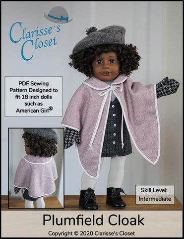 Clarisse's Closet 18 Inch Modern Plumfield Cloak 18" Doll Clothes Pattern larougetdelisle