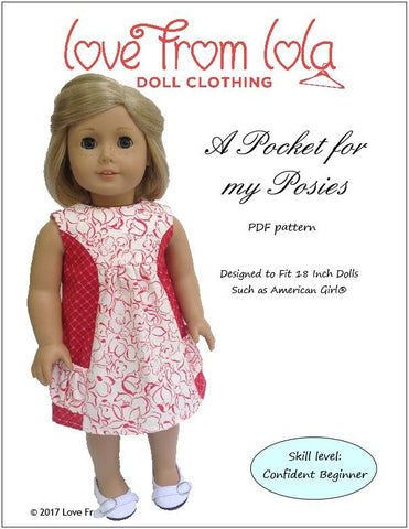 Love From Lola 18 Inch Modern A Pocket For My Posies 18" Doll Clothes Pattern larougetdelisle