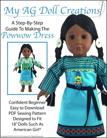 My AG Doll Creations 18 Inch Historical Powwow Dress 18" Doll Clothes Pattern larougetdelisle