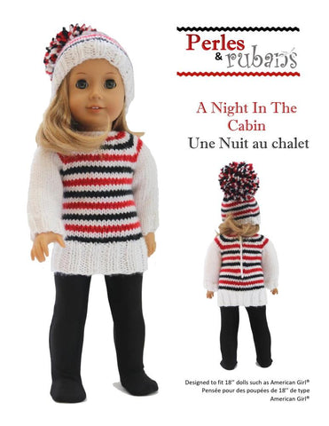 Perles & Rubans Knitting A Night in the Cabin 18" Doll Clothes Knitting Pattern larougetdelisle