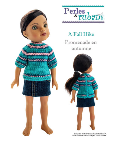 Perles & Rubans Knitting A Fall Hike 14-15" Doll Clothes Knitting Pattern larougetdelisle