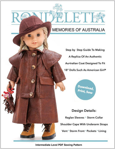 Rondeletia 18 Inch Modern Memories Of Australia 18" Doll Clothes Pattern larougetdelisle
