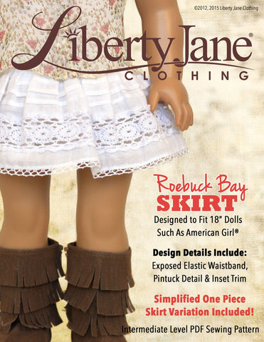 Liberty Jane 18 Inch Modern Roebuck Bay Skirt 18" Doll Clothes Pattern larougetdelisle