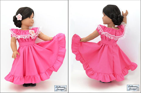Dollhouse Designs 18 Inch Historical Fiesta Folklorico Dress & Blouse 18" Doll Clothes Pattern larougetdelisle