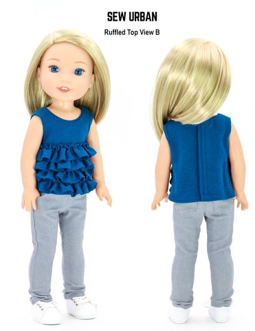 Sew Urban WellieWishers Ruffled Top 14.5" Doll Clothes Pattern larougetdelisle