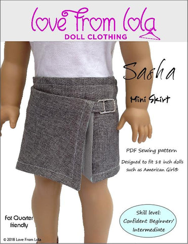 Love From Lola 18 Inch Modern Sasha Mini Skirt 18" Doll Clothes Pattern larougetdelisle