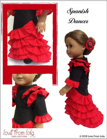 Love From Lola 18 Inch Modern Spanish Dancer 18" Doll Clothes Pattern larougetdelisle