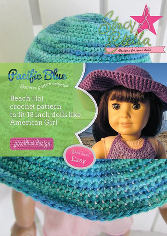 Stacy and Stella Crochet Beach Hat 18" Doll Crochet Pattern larougetdelisle