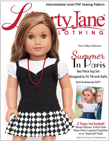 Liberty Jane 18 Inch Modern Summer In Paris Tops 18" Doll Clothes Pattern larougetdelisle