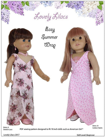 Lovely Lilacs 18 Inch Modern Easy Summer Wrap 18" Doll Clothes Pattern larougetdelisle