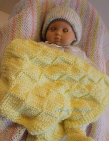 Prairie Wind Girl Bitty Baby/Twin Baby Bailey Knit Sweater and Blankie Knitting Pattern larougetdelisle