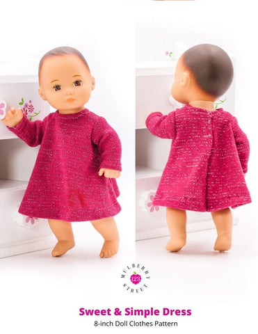 123 Mulberry Street 8" Baby Dolls Sweet & Simple Dress 8" Baby Doll Clothes Pattern larougetdelisle