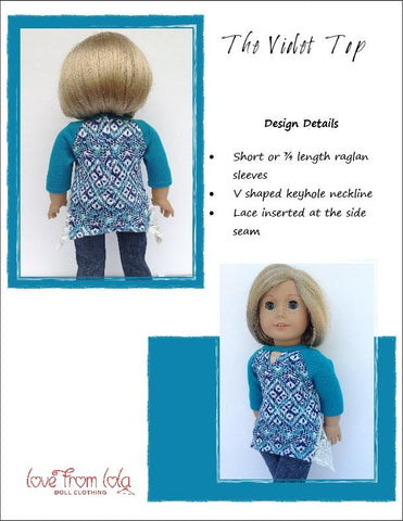 Love From Lola 18 Inch Modern The Violet Top 18" Doll Clothes Pattern larougetdelisle