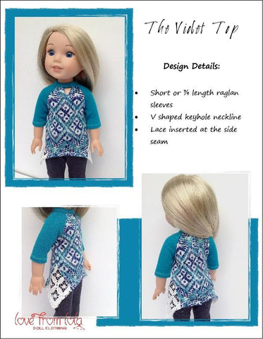 Love From Lola WellieWishers Violet Top 14.5" Doll Clothes Pattern larougetdelisle
