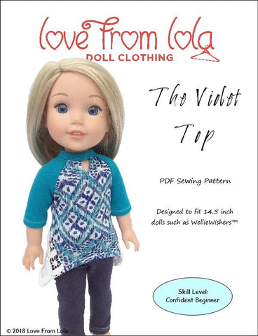 Love From Lola WellieWishers Violet Top 14.5" Doll Clothes Pattern larougetdelisle