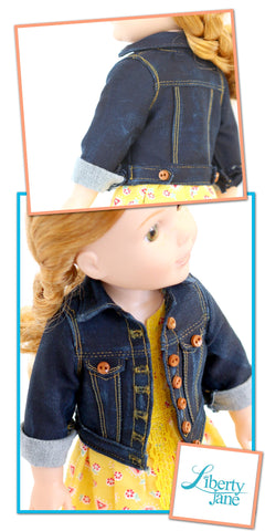 Liberty Jane WellieWishers Denim Jacket 14.5" Doll Clothes Pattern larougetdelisle