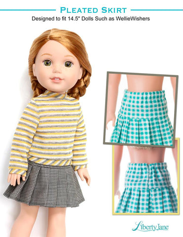 Liberty Jane WellieWishers Pleated Skirt 14.5" Doll Clothes Pattern larougetdelisle