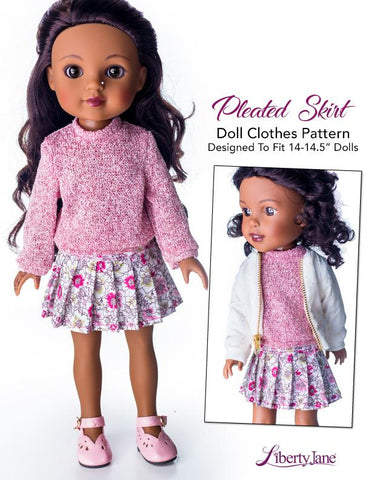 Liberty Jane WellieWishers Pleated Skirt 14.5" Doll Clothes Pattern larougetdelisle
