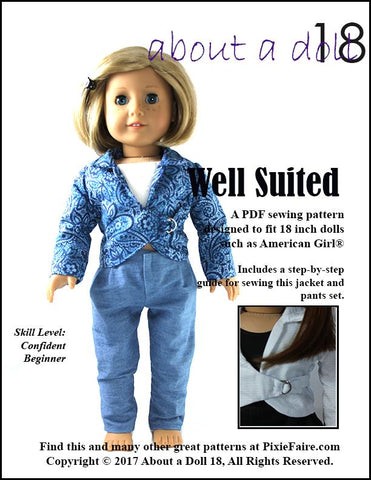 About A Doll 18 18 Inch Modern Well Suited Jacket & Pants Set 18" Doll Clothes Pattern larougetdelisle