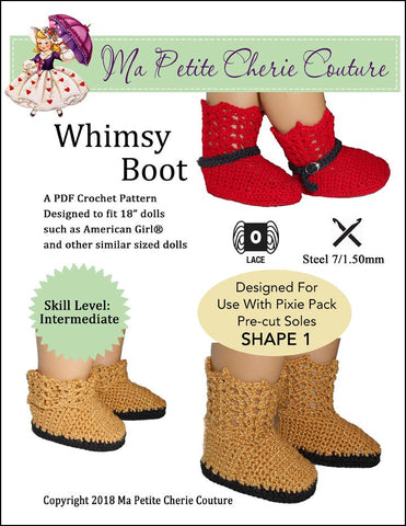 Mon Petite Cherie Couture Crochet Whimsy Boot 18" Doll Crochet Pattern larougetdelisle