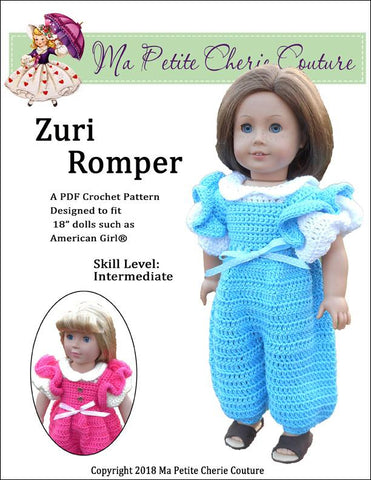 Mon Petite Cherie Couture Crochet Zuri Romper 18" Doll Crochet Pattern larougetdelisle