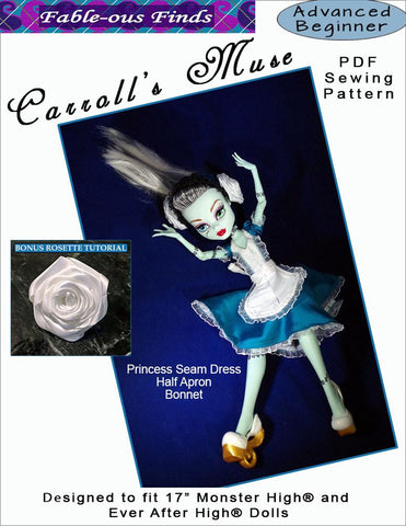 Fable-ous Finds Monster High Carroll's Muse Dress, Apron, and Bonnet Pattern for 17" Monster High Dolls larougetdelisle