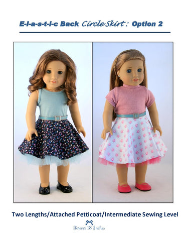 Forever 18 Inches 18 Inch Modern Elastic-Back Circle Skirt 18" Doll Clothes Pattern larougetdelisle