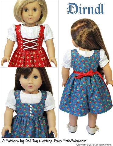 Doll Tag Clothing 18 Inch Historical Dirndl 18" Doll Clothes Pattern larougetdelisle