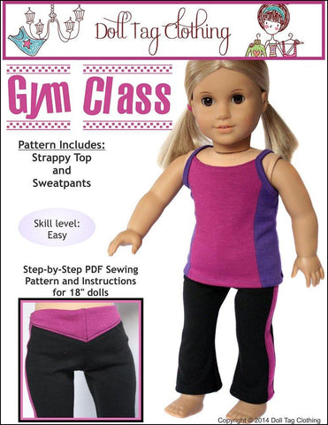 Doll Tag Clothing 18 Inch Modern Gym Class 18" Doll Clothes Pattern larougetdelisle