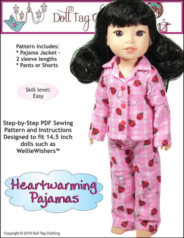 Doll Tag Clothing WellieWishers Heartwarming Pajamas 14.5" Doll Clothes Pattern larougetdelisle