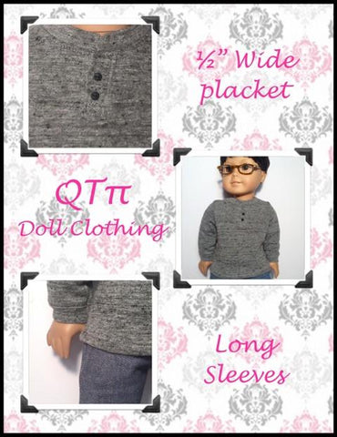 QTπ Doll Clothing 18 Inch Modern Henley 18" Doll Clothes larougetdelisle