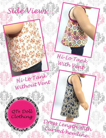 QTπ Doll Clothing 18 Inch Modern Lace T-Back Hi-Lo Tank 18" Doll Clothes Pattern larougetdelisle