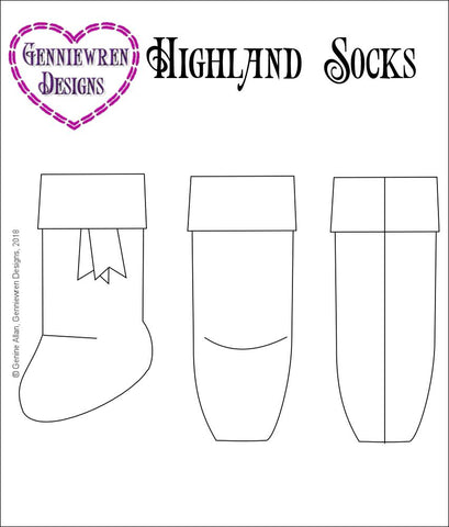 Genniewren 18 Inch Modern Highland Socks 18" Doll Clothes Pattern larougetdelisle